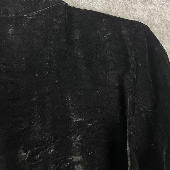 Vintage Gap Silk Blend Top Womens M Black Crushed Velvet Knot Button Hong Kong - Picture 15 of 16